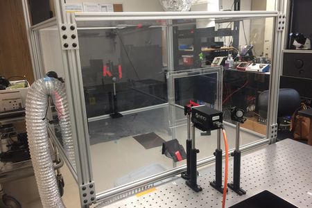 Andreas Velten and his lab at the University of Wisconsin use this setup, complete with a fog chamber, to test their camera.