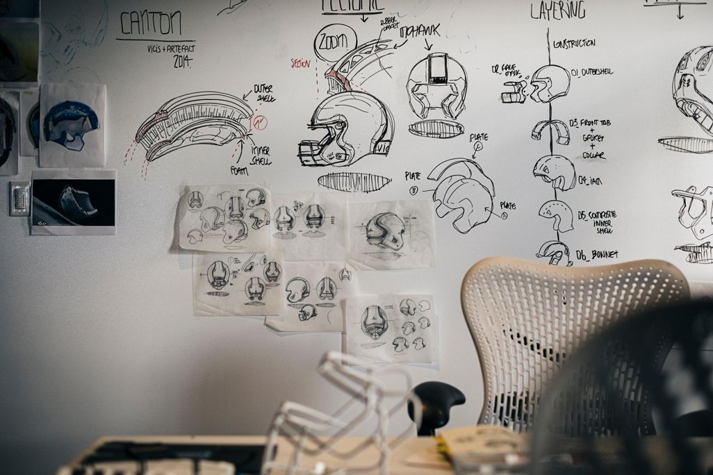 VICIS helmet concepts on whiteboard.jpg