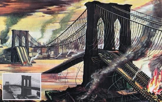 The Brooklyn Bridge after a nuclear attack on New York