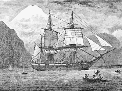 HMS Beagle&nbsp;sails through the Straits of Magellan