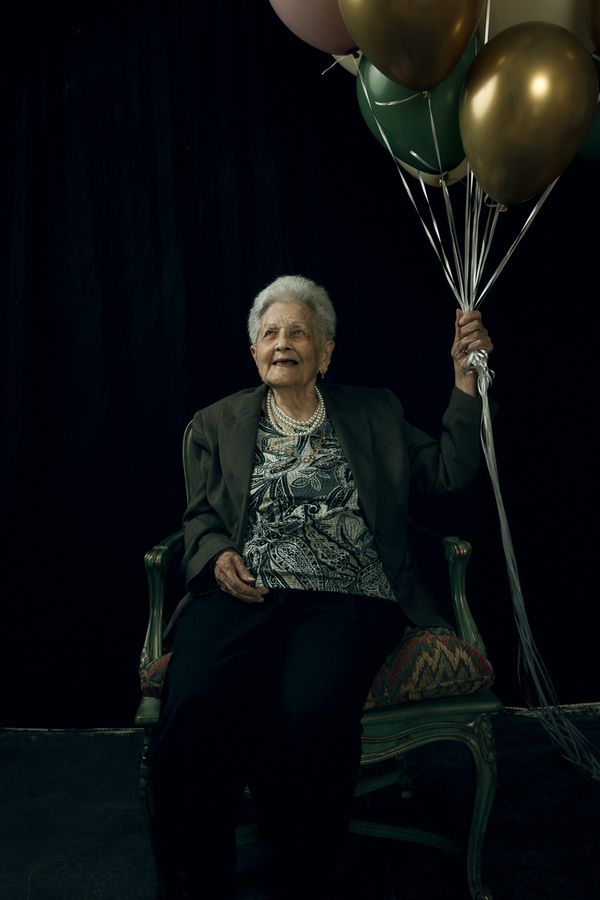 Gladys with Balloons On Her 100th Birthday thumbnail