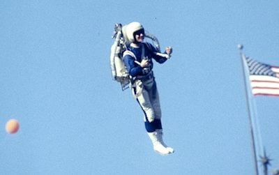 Jetpack pilot at Super Bowl I in 1967