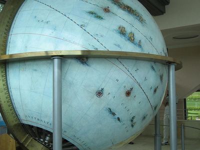 The Gottorf Globe as it currently appears, in the Kunstkamera Museum in St. Petersburg, Russia. 