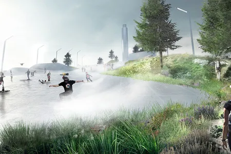 Visitors to CopenHill can ski or snowboard on four artificial slopes, a slalom course and a freestyle park.