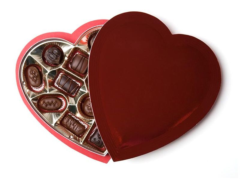 Heart-Shaped Chocolate Box w/Antique Design on Lid
