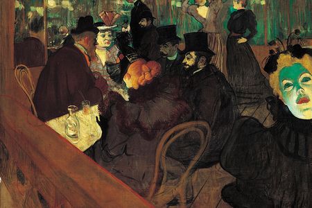 At the Moulin Rouge (1895), a painting by Henri Toulouse-Lautrec that captures the vibrant and decadent spirit of society during the fin de siècle.