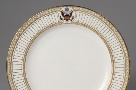 Produced by Wedgwood, the Theodore Roosevelt service was patented on June 16, 1903, to its designer Armand Léger of Fenton, England (Pat. No. D36,363). 
