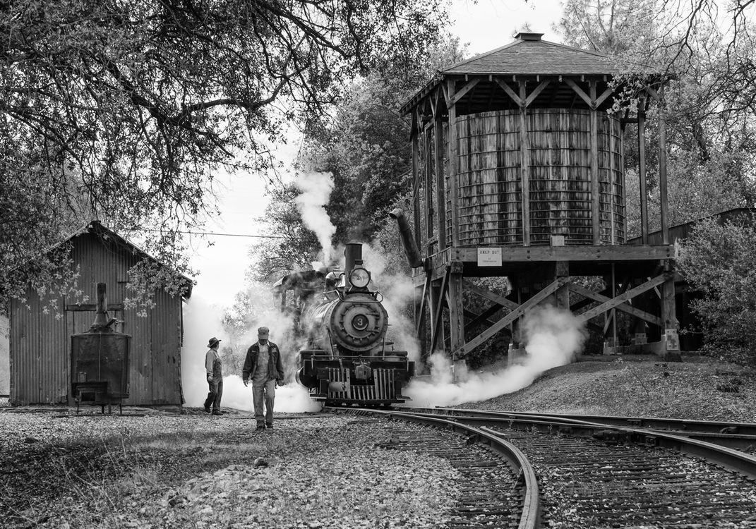 Getting ready for steam train rides at Railtown 1897 State Park, in