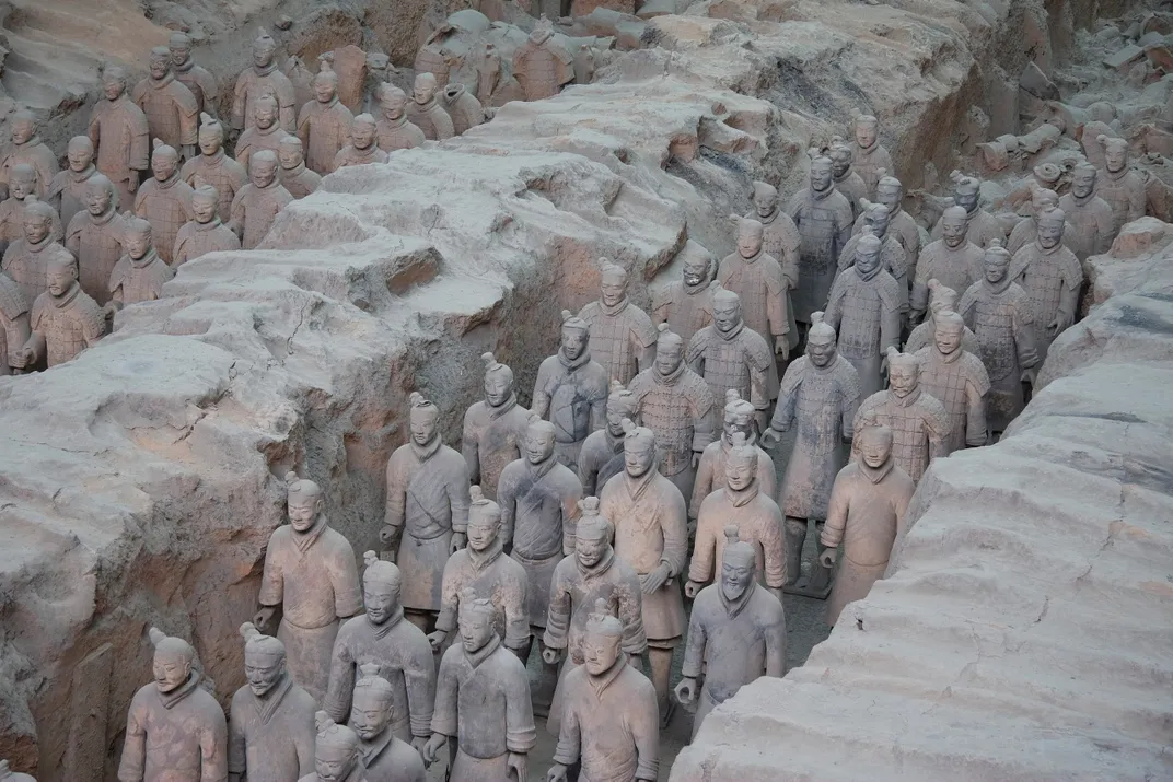 A view of terra-cotta soldiers in pit one of Qin Shi Huang's mausoleum
