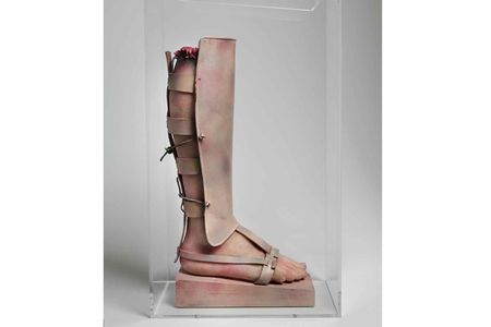 The 1966-1967 sculpture, Warrior's Leg by Paul Thek, depicts with startling realism, the calf and foot of a soldier from the age of the Roman Empire, hacked off at the knee. 