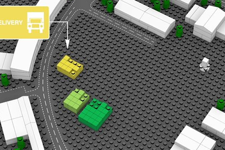 Still from an animation illustrating the concept behind BIG’s design for Lego House