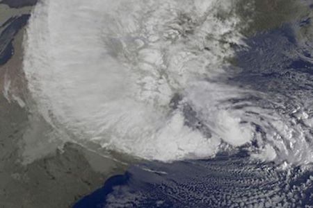 Models indicate that climate change will cause more frequent hurricanes, but the overall trend can’t be linked with a particular event, such as Hurricane Sandy (above, on October 29).