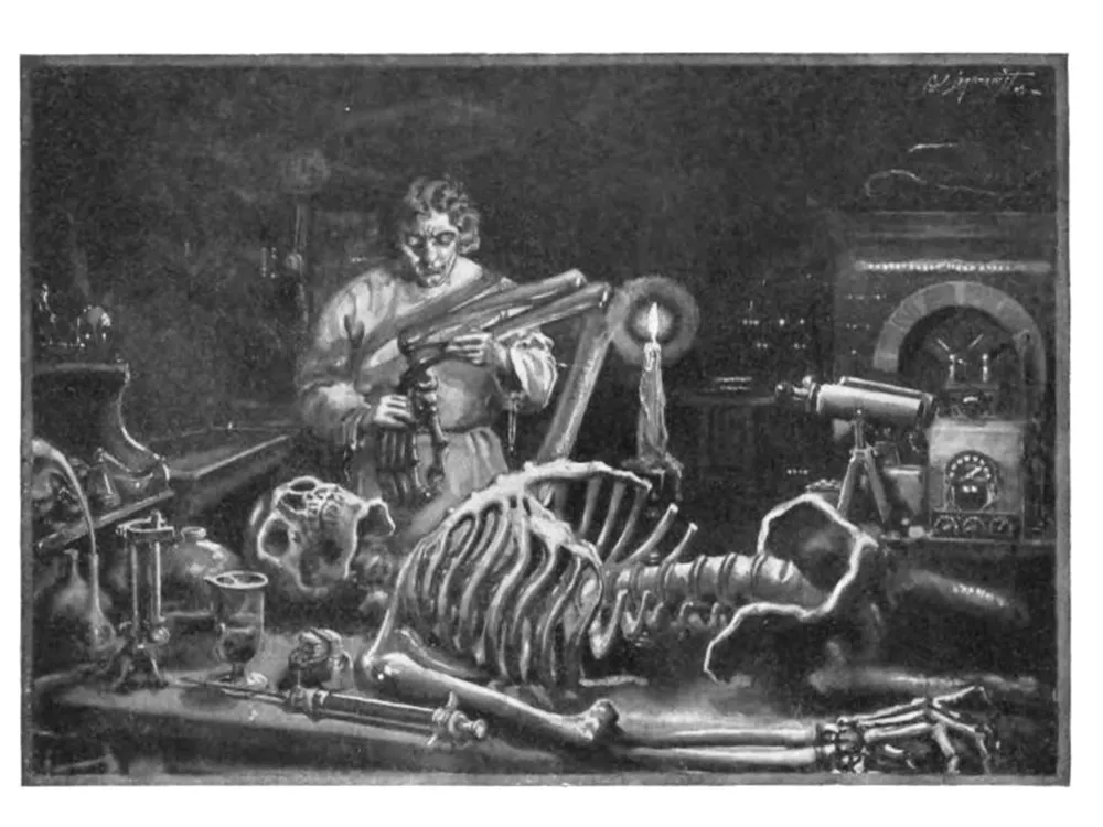 Frankenstein at work in his laboratory