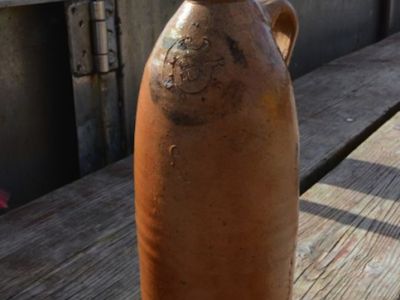 The bottle recovered from a shipwreck off the coast of Poland 