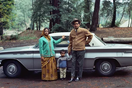 Family photographs collected from around the United States are featured in Beyond Bollywood. Here, Pandit Shankar Ghosh, Shrimati Sanjukta Ghosh, with Vikram (Boomba) Ghosh at Samuel P. Taylor State Park, Lagunitas, Calif., ca. 1970. 