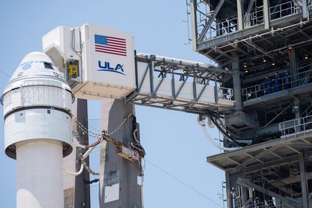 Boeing&#39;s Starliner as it prepared for launch&nbsp;at Cape Canaveral Space Force Station in Florida last week.