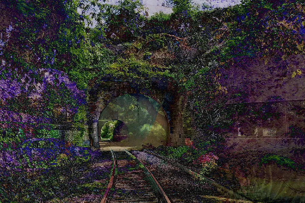 AI generated art of floral purple and green landscape