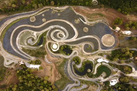 An aerial view of the new park modeled after Vincent van Gogh&#39;s 1889 masterpiece&nbsp;The Starry Night