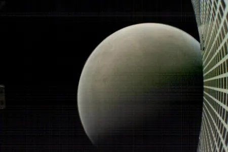 On November 26, 2018, MarCO-B returned this color image of Mars (and its own high-gain antenna) as it flew past the planet at a distance of about 4,700 miles.