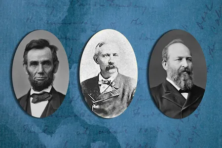 Lieutenant Colonel Almon F. Rockwell (center) was a longtime friend of President James A. Garfield (right). He was also one of roughly 25 people present at Abraham Lincoln&#39;s (left) deathbed.