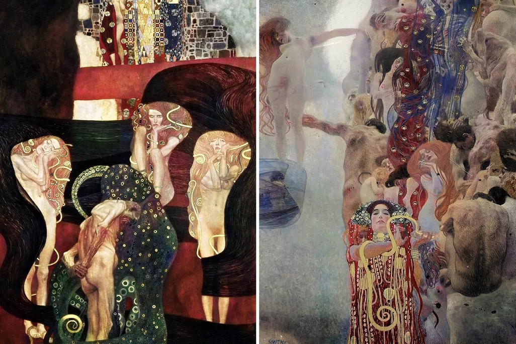 Two of the newly restored paintings