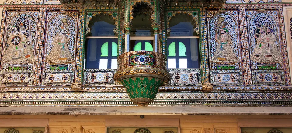  Architectural details, City Palace courtyard, Udaipur 