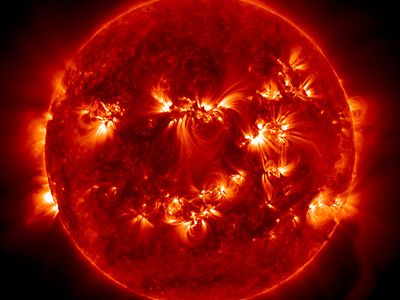 The Earth-orbiting Solar Dynamics Observatory takes spectacular portraits of the sun, like this ultraviolet view of active regions captured in 2015.