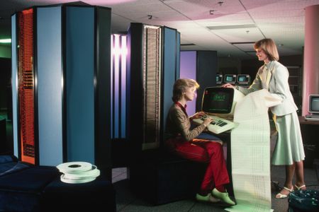 Computer engineers working on Cray Supercomputers in 1983