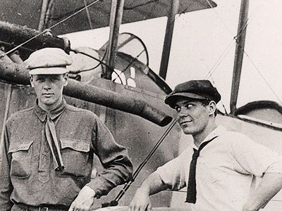Charles Lindbergh (left) and Harlan Gurney