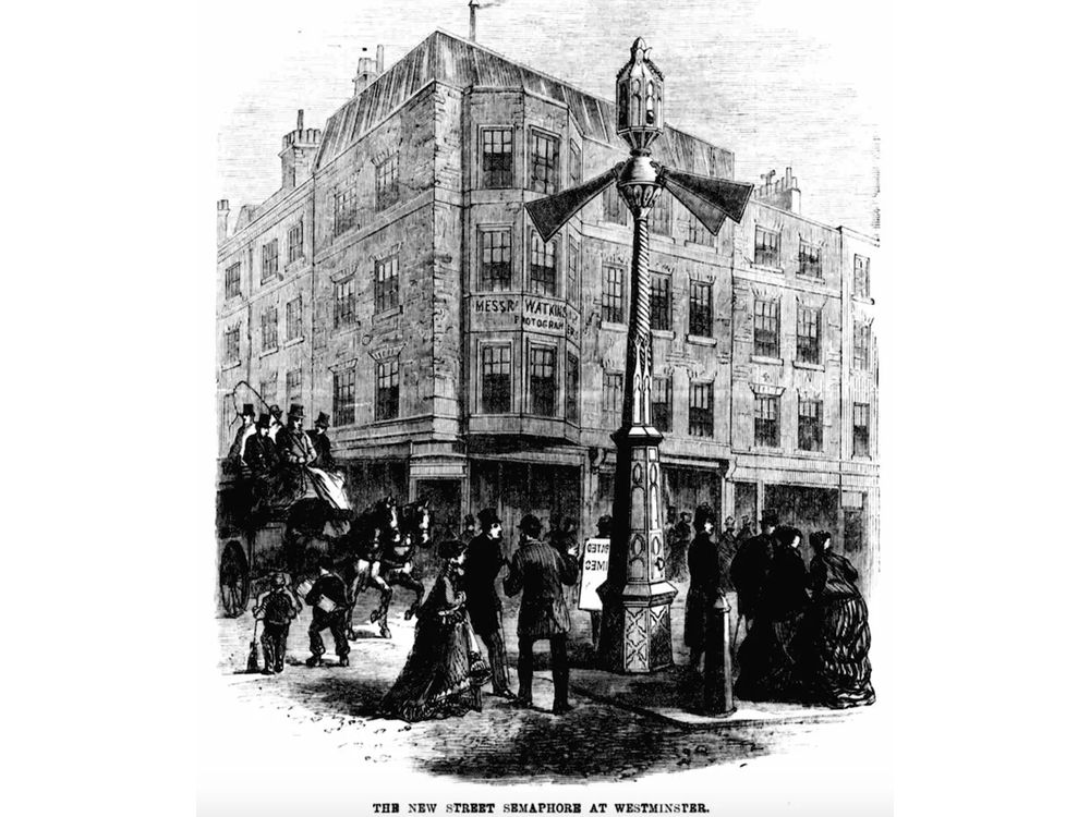 An illustration of the Westminster semaphore from the January 16, 1869, issue of the Illustrated Times