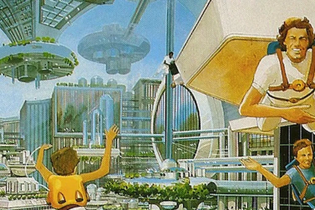 People in a space colony of the future