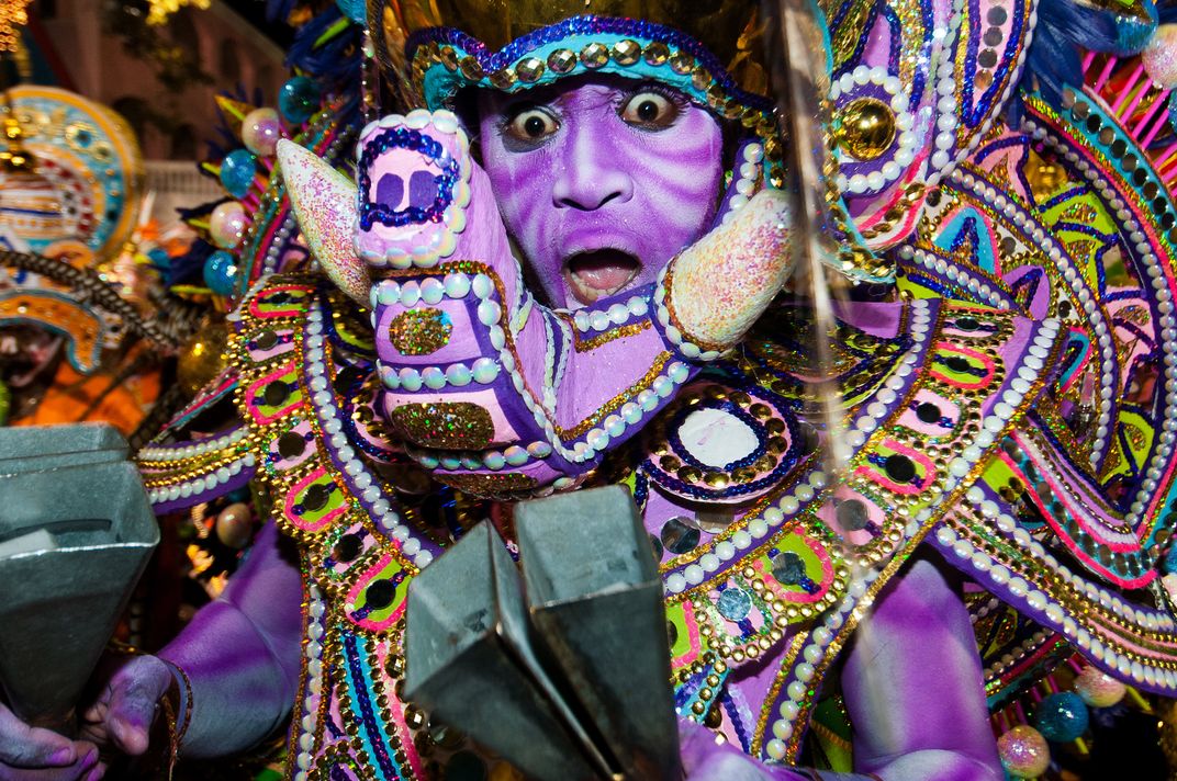 Dancer celebrating Junkanoo in the Bahamas.