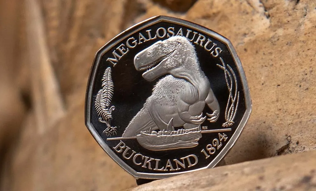 A Megalosaurus silver coin 