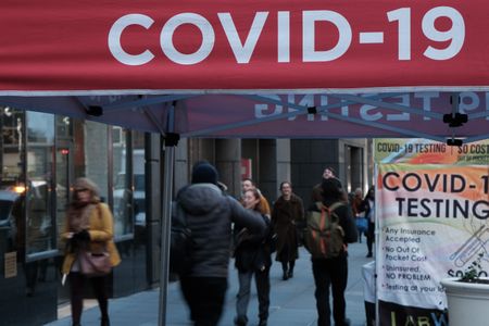 A Covid-19 testing site in New York City on December 9. An estimated 27.6 percent of cases nationwide were caused by the XBB.1.5 variant this week, according to the CDC&#39;s most recent data.