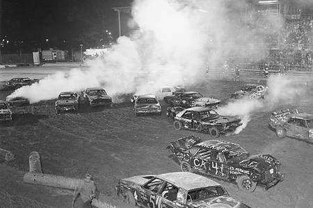 Competition at the West End Fair Demolition Derby, Gilbert, Pennsylvania