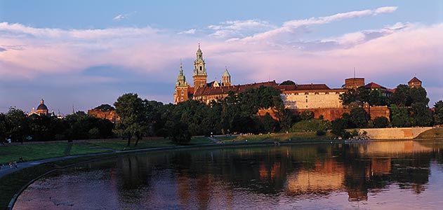Vistula River and Wawel Castle in Krakow Poland