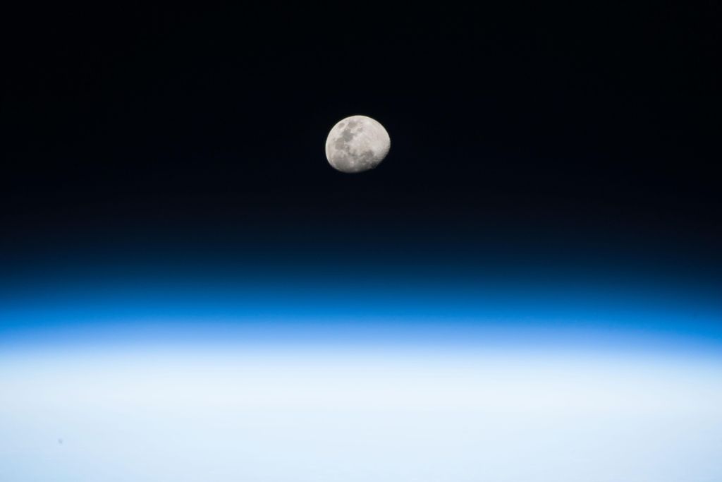the moon seen from the International Space Station