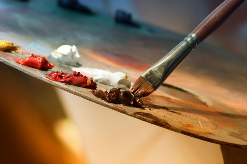 artist's palette with brush