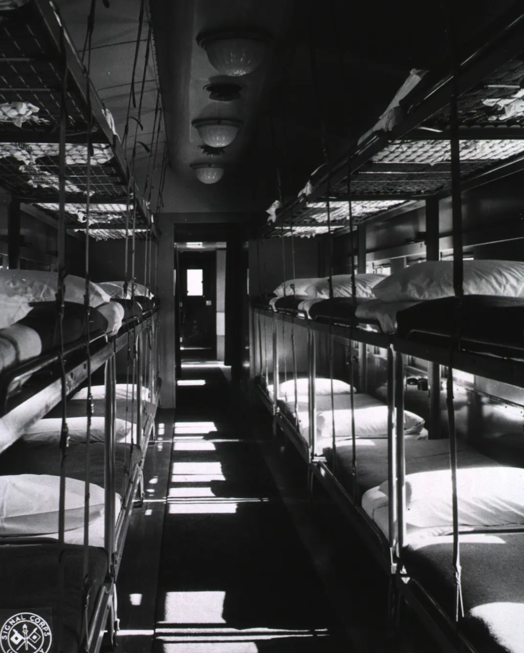 Interior view of a hospital train car, 1944
