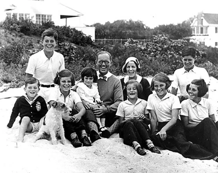 The Kennedy family in 1931. Robert is on the left in a dark sweater.