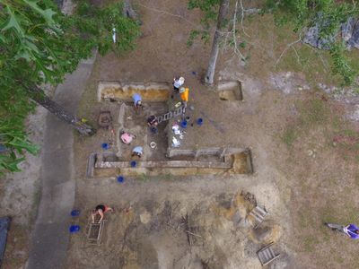 Drone shot of the dig