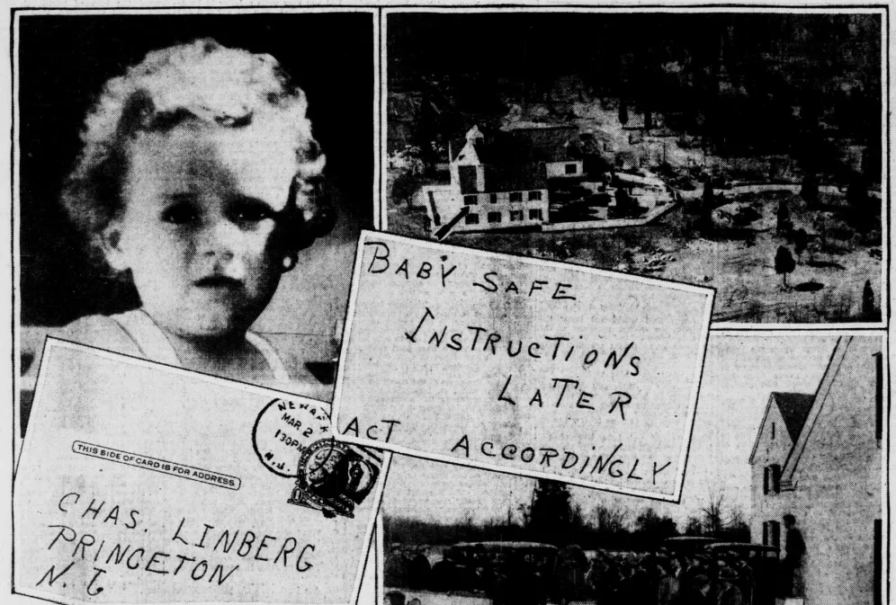 Newspaper photo of Charles Lindbergh Jr., as well as sites and items linked to his kidnapping