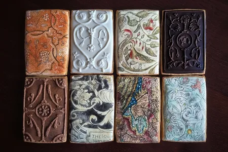 Ella Hawkins&rsquo; stunning biscuit art emulates book covers, scalloped-edged Tiffany lamps, pottery shards, mosaic tiles, medieval manuscripts, Elizabethan fabrics and more.