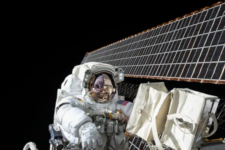 Scott Kelly works on the International Space Station during a nearly eight-hour spacewalk in November 2015.