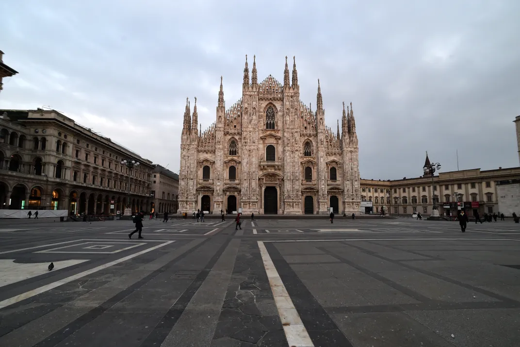 Empty square in front of Milan Cathedral