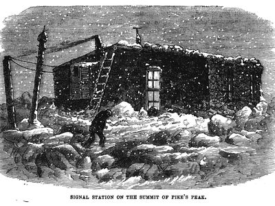 A group from the United States’ first national weather service, headed by astronomer Cleveland Abbe, trekked up to the Army Signal Station on Pikes Peak in Colorado (seen here on a snowier day) and endured challenging conditions to view the 1878 eclipse. 