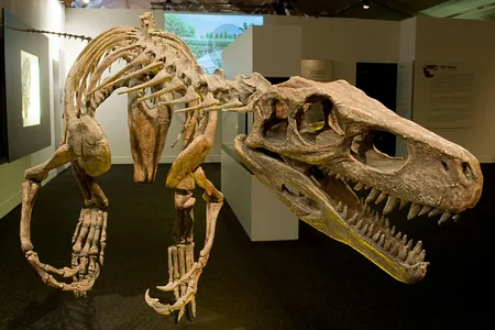 Herrerasaurus skeleton replica at a special exhibition of the Naturmuseum Senckenberg