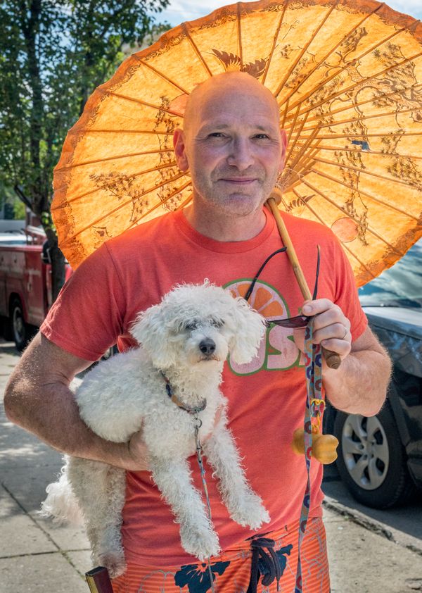 A man and his dog in a small town in the Hudson Valley of New York thumbnail