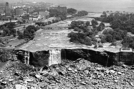 Until engineers constructed the temporary dam in 1969, no one had seen the bare rock face of American Falls since March 30, 1848, when an ice jam from Lake Erie stopped the Niagara River. 