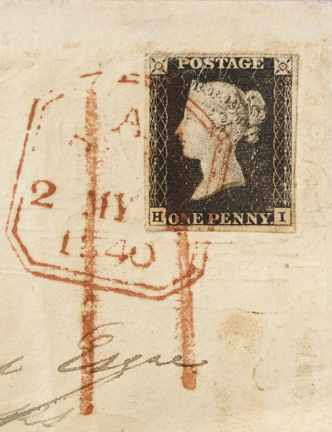 Black stamp on letter